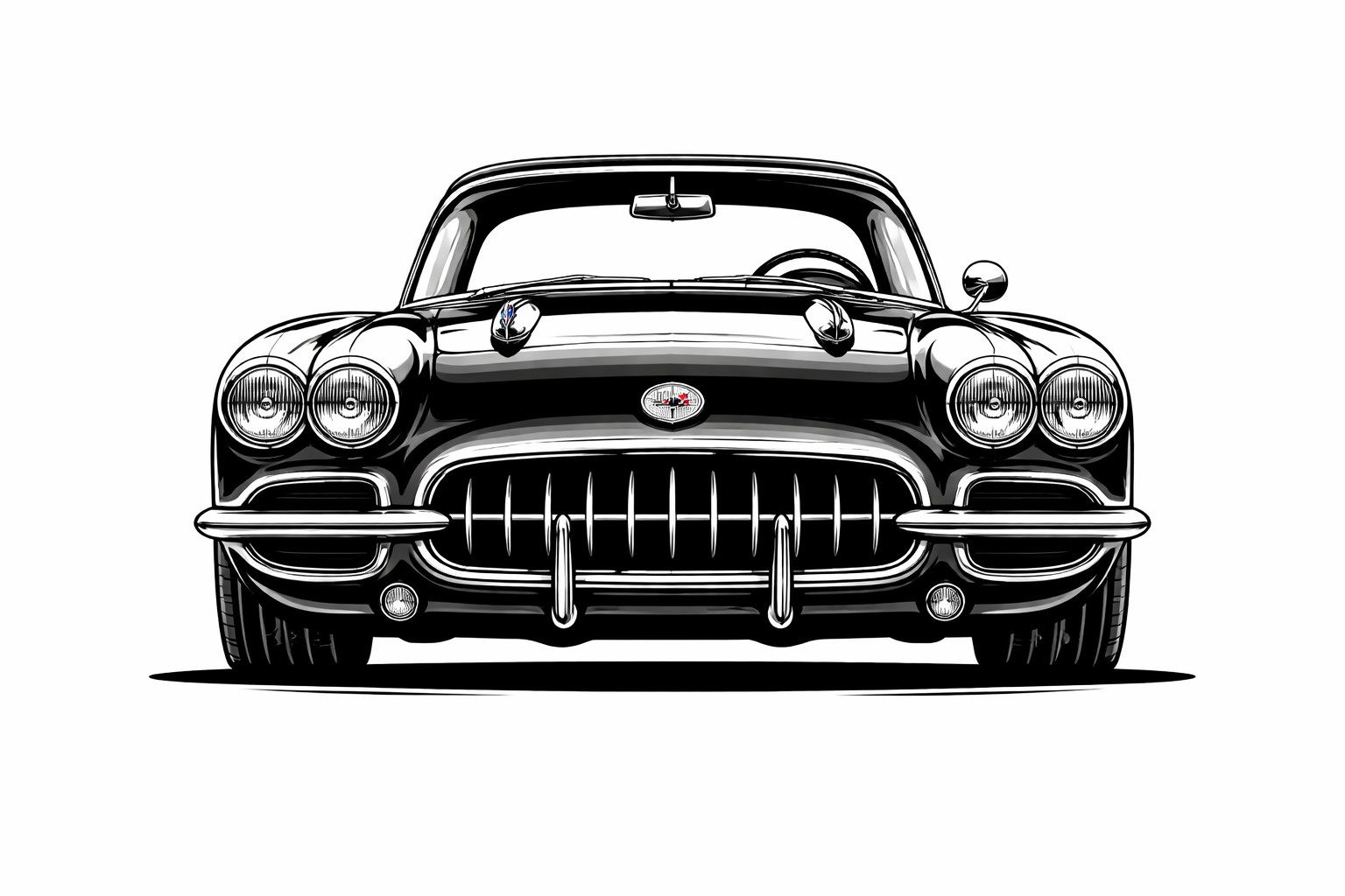 1953-62 Chevrolet Corvette front graphic