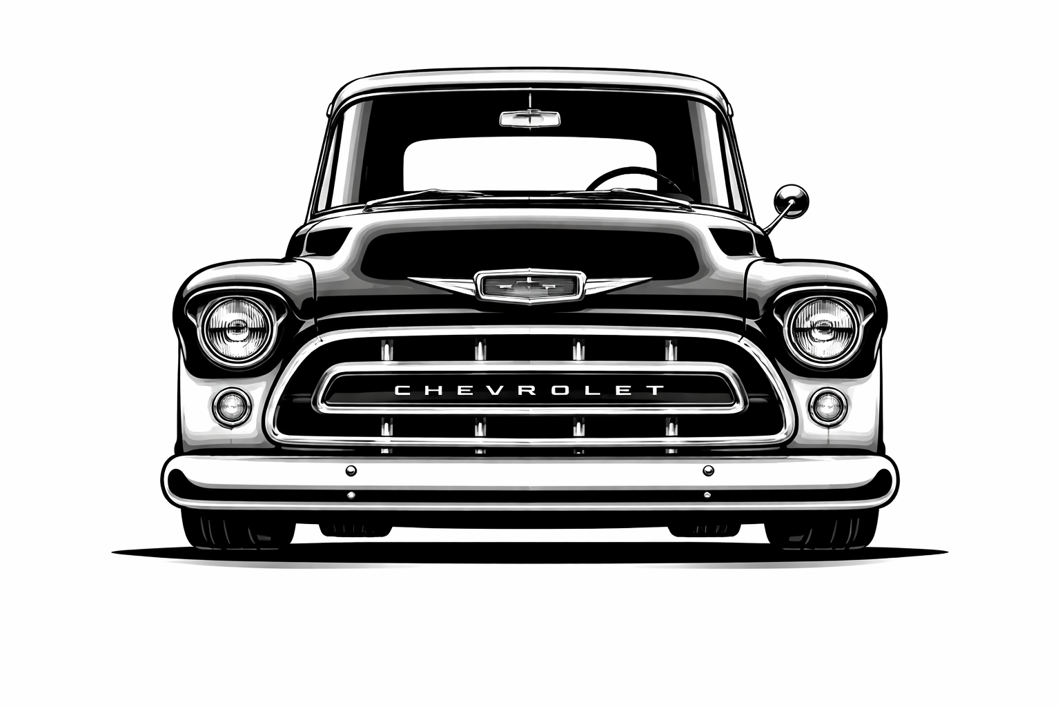 1955-59 Chevrolet 3100 front graphic