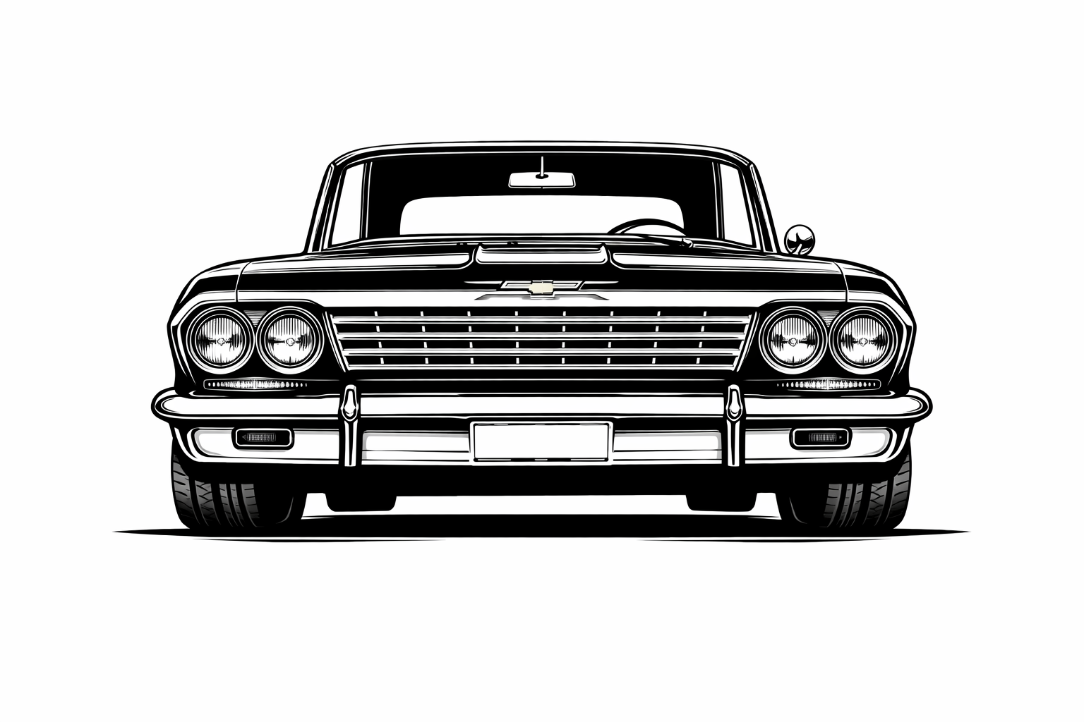 1959-64 Chevrolet Impala/Biscayne front graphic