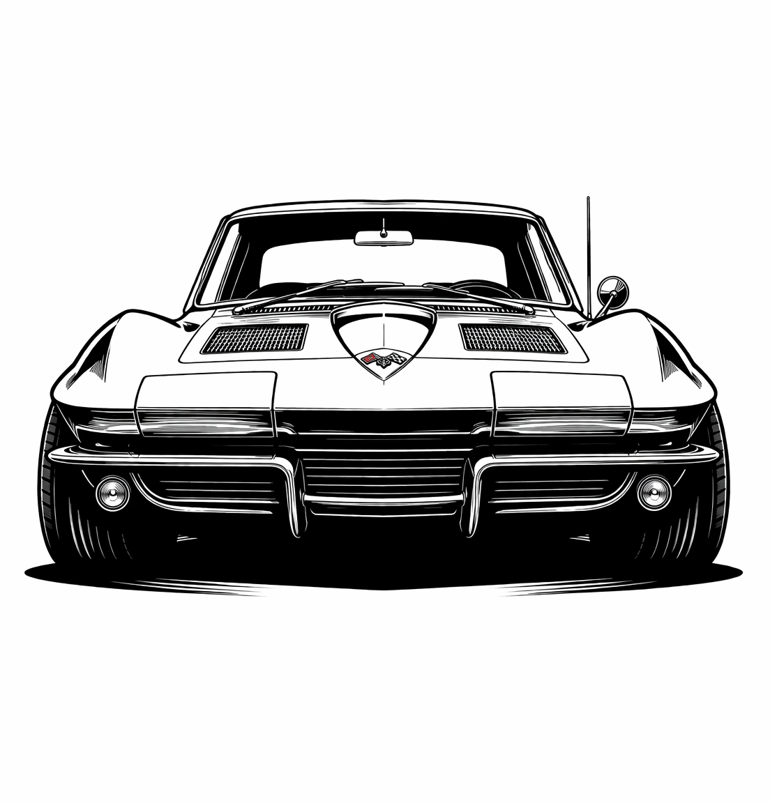 1963-67 Chevrolet Corvette front graphic